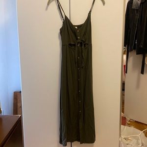 Army green button down dress